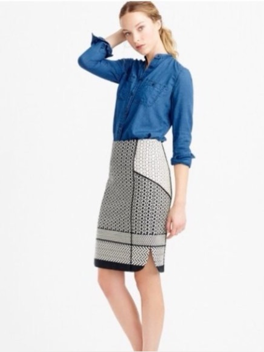J crew paneled geometric pencil skirt NWT Size 6